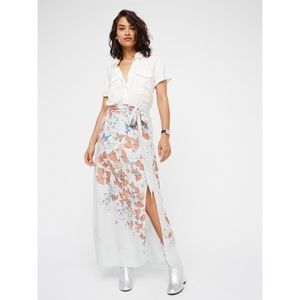 Free People Floral Maxi Skirt - Cream, Orange, Blue